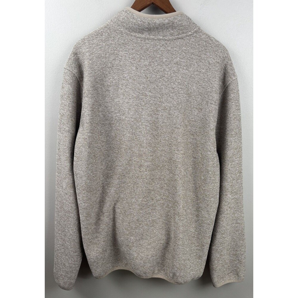 Eddie Bauer Sweater Mens XL Pullover Fleece 1/4 Snap Beige Knit Front Pocket - Picture 3 of 7